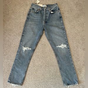 AGOLDE Riley High Rise Straight Crop jeans in Eacalate.